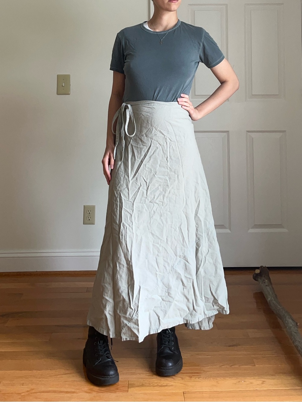 Light Gray-Blue Wrap Maxi Skirt - Casual Women's Skirt